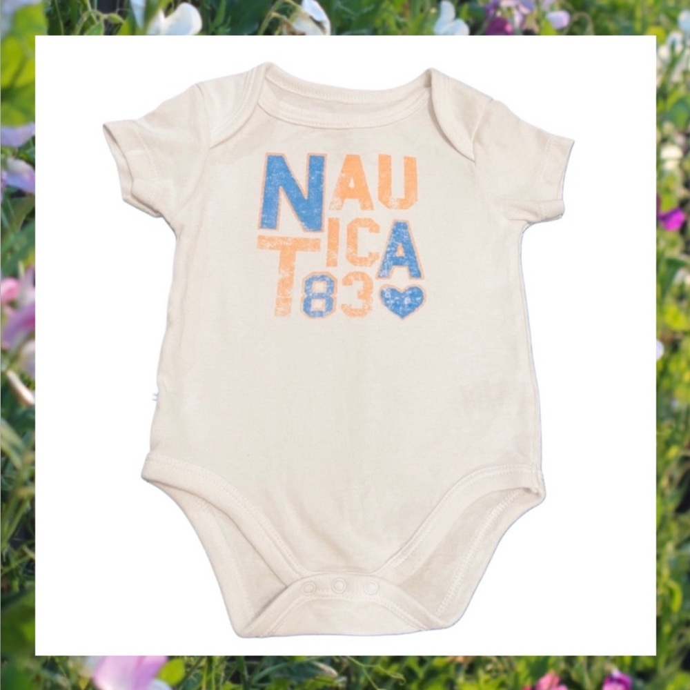 NAUTICA Baby’s White and Blue Onesie